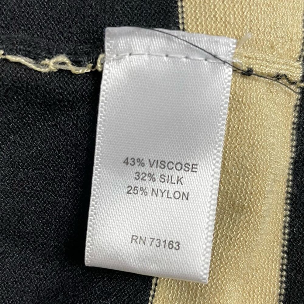 Cable & Gauge Black Camel Striped Cardigan Open Front Sweater Silk Blend Size M - Picture 4 of 6